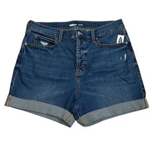 Old Navy Sky High Button Fly Cuffed Jean Short Size 14 NEW 5” Inseam